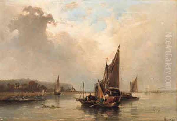 Norfolk River Scene Oil Painting by John F Tennant