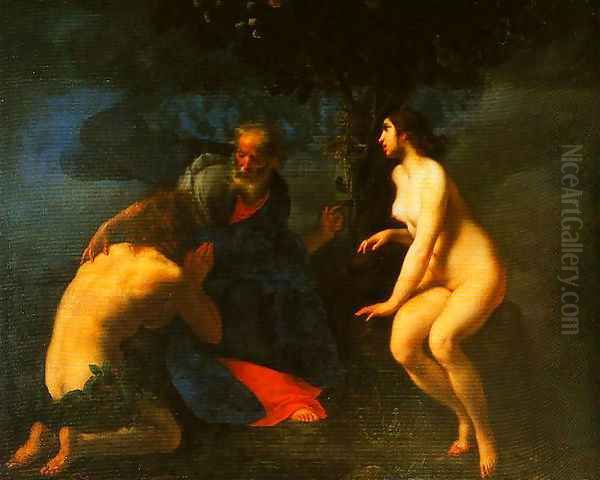 Adam and Eve in the Garden of Eden Oil Painting by Francesco Furini