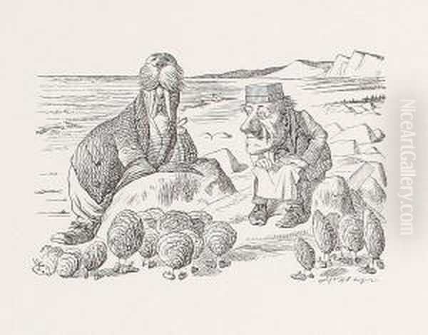 'but Wait A Bit - The Oyster Cried - 'before We Have Our Chat' Oil Painting by John Tenniel