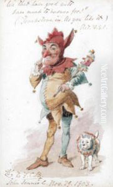 Study Of Touchstone The Clown Oil Painting by John Tenniel