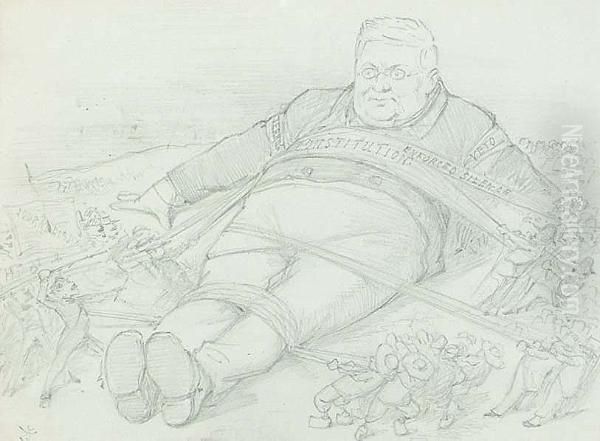 Mr Birrell As Gulliver Oil Painting by John Tenniel