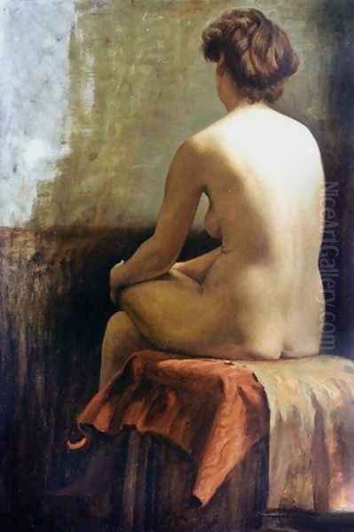 Female Nude II Oil Painting by Charles H. Freeth