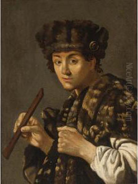 A Shepherd With A Flute Oil Painting by Hendrick Terbrugghen