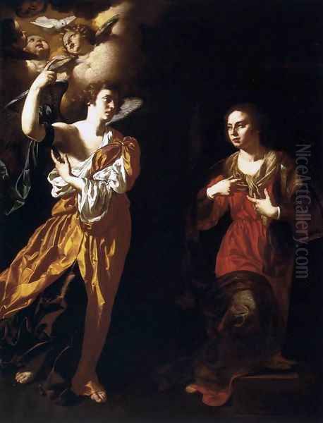 Annunciation 1630s Oil Painting by Paolo Domenico Finoglia