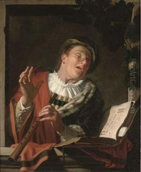 A Musician At A Casement Oil Painting by Hendrick Terbrugghen