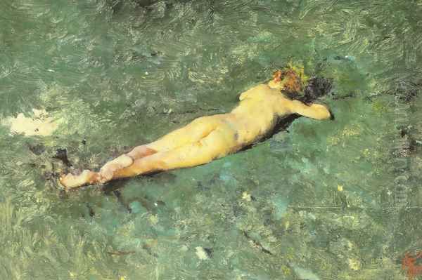 Naked on the beach of Portici Oil Painting by Mariano Jose Maria Bernardo Fortuny y Carbo