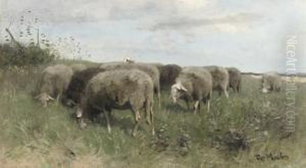 Grazing Sheep Oil Painting by Francois Pieter ter Meulen