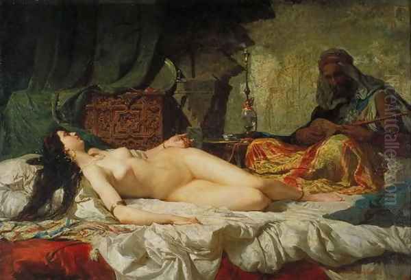 Odalisque Oil Painting by Mariano Jose Maria Bernardo Fortuny y Carbo