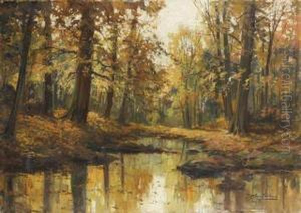 Interieur De Foret En Automne Oil Painting by Kees Terlouw