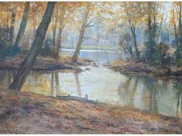 Paysage Automnal En Bord De Riviere Oil Painting by Kees Terlouw