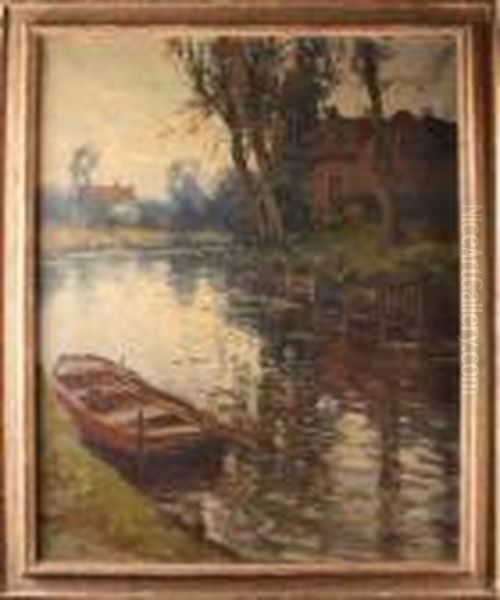 Barque Sur La Riviere Oil Painting by Kees Terlouw