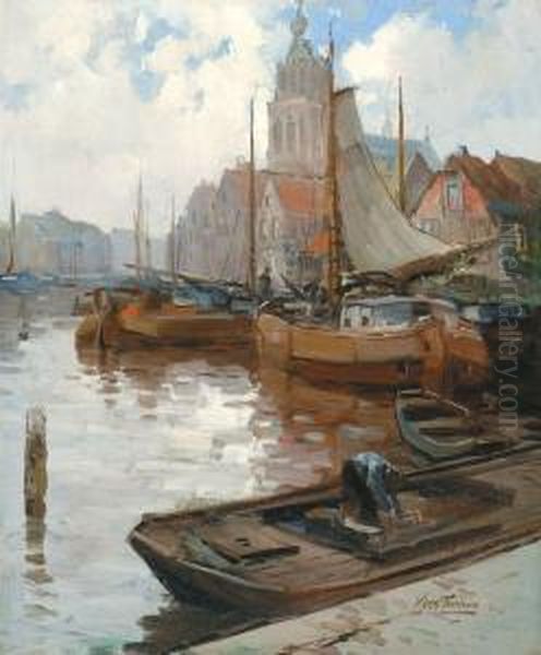 Havenzicht Innederland Oil Painting by Kees Terlouw