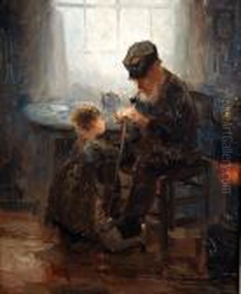 Le Vieux Pecheur Et L'enfant Oil Painting by Kees Terlouw