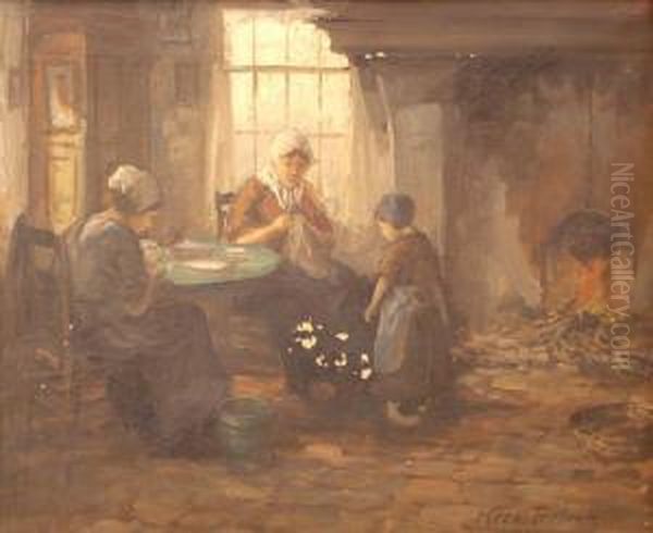 A L'interieur De La Chaumiere Oil Painting by Kees Terlouw