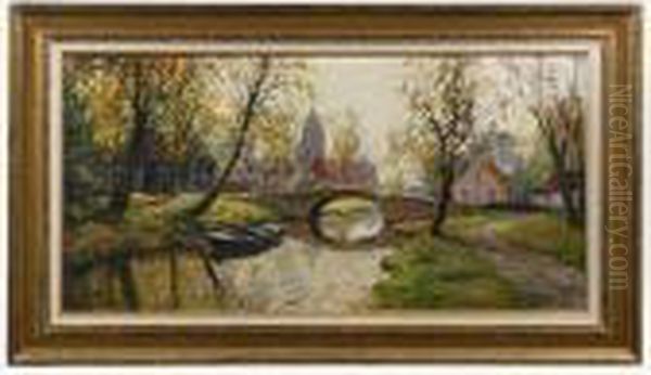 Canal In Holland. Oil Painting by Kees Terlouw