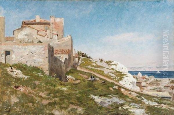 Cabanon Au Dessous Du Vallon Des Auffes. Oil Painting by Clovis Frederick Terraire