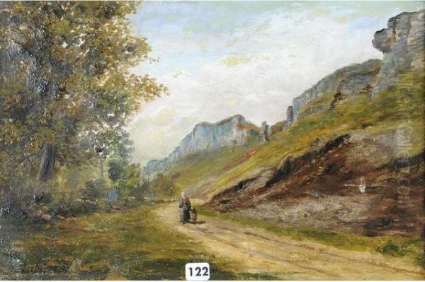 La Promenade Sous Les Rochers Oil Painting by Clovis Frederick Terraire