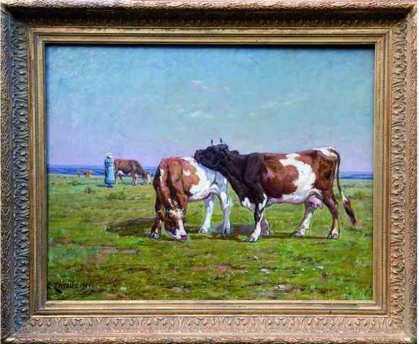 Vaches Au Pturage Oil Painting by Clovis Frederick Terraire