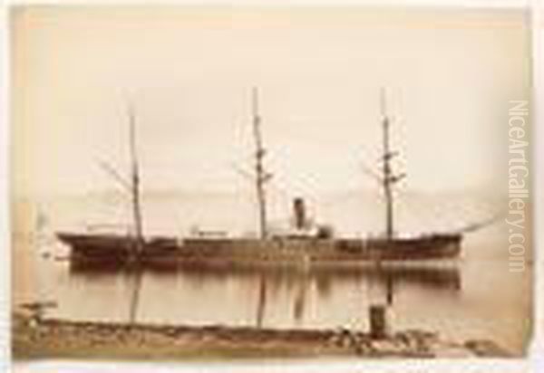 Marseilles (ship In Harbour), 1860s Oil Painting by Adolphe Terris