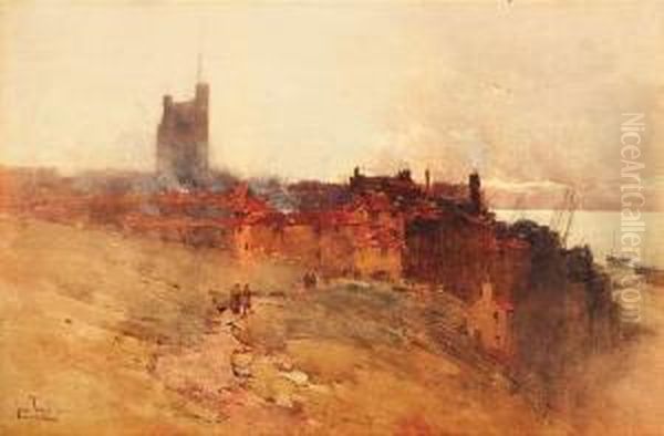 Early Morning At Ascottish Town Oil Painting by John Terris