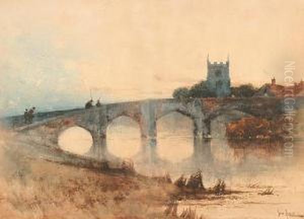 Rothbury Bridge, Northumberland Oil Painting by John Terris