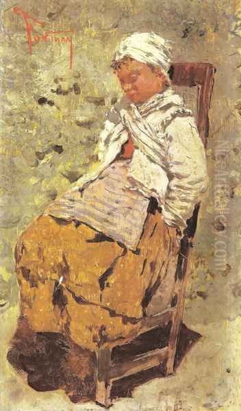 Seated woman Oil Painting by Mariano Jose Maria Bernardo Fortuny y Carbo