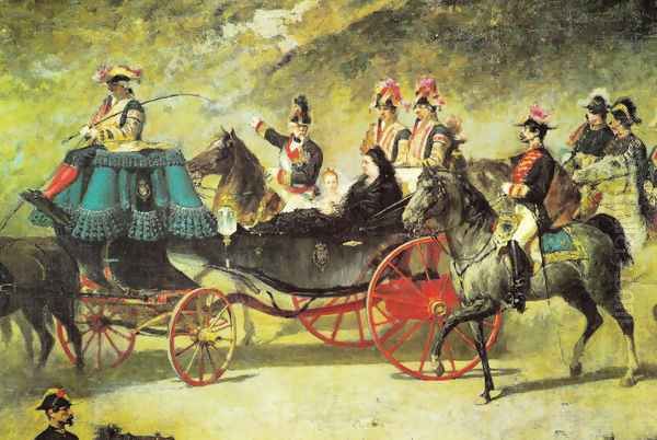 Elizabeth II passing list to the troops, detail Oil Painting by Mariano Jose Maria Bernardo Fortuny y Carbo