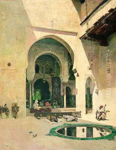 The Court of the Alhambra Oil Painting by Mariano Jose Maria Bernardo Fortuny y Carbo