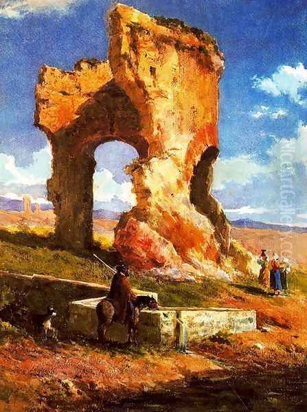 Roman ruins Oil Painting by Mariano Jose Maria Bernardo Fortuny y Carbo