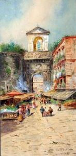 A) Mercatino B) Porta Capuana Oil Painting by Fulvio Tessitore