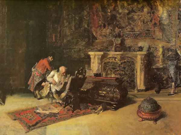 The collector of stamps Oil Painting by Mariano Jose Maria Bernardo Fortuny y Carbo