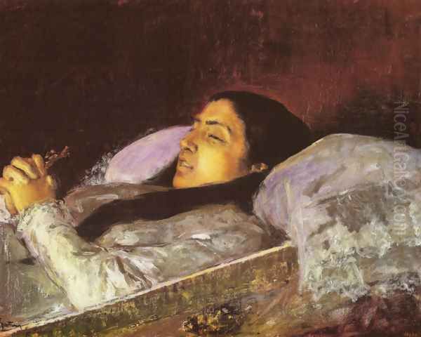 Miss Castillo on his deathbed Oil Painting by Mariano Jose Maria Bernardo Fortuny y Carbo