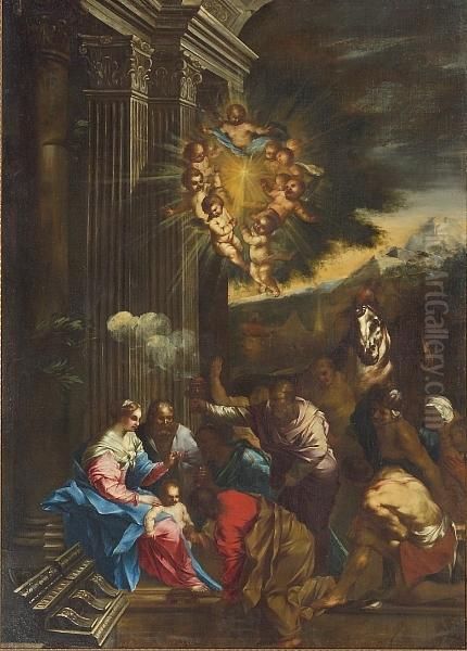 The Adoration Of The Magi Oil Painting by Pietro Testa