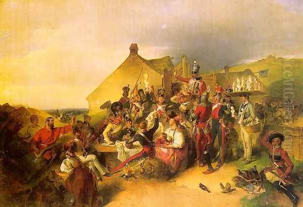 Guards on Maneuvers 1839 Oil Painting by Peter Fendi