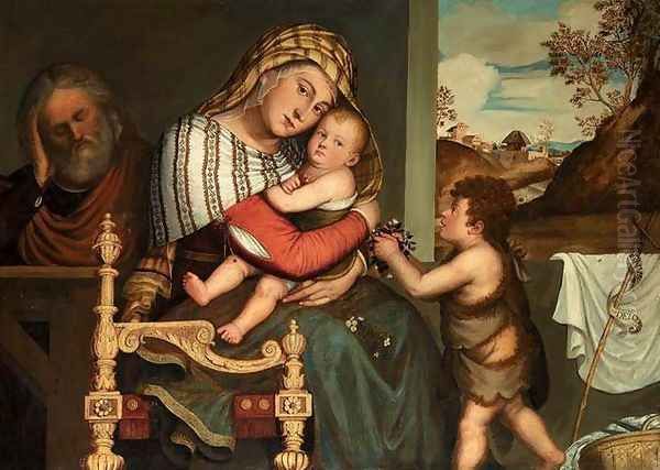 The Holy Family with the Infant St John the Baptist 1595 Oil Painting by Niccolo Frangipane