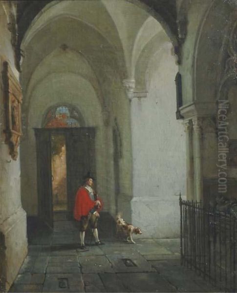 In The Cloister Oil Painting by Jean-Baptist Tetar Van Elven