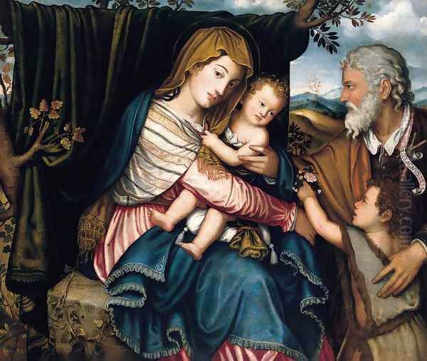 The Holy Family with the Infant St John 1585 Oil Painting by Niccolo Frangipane