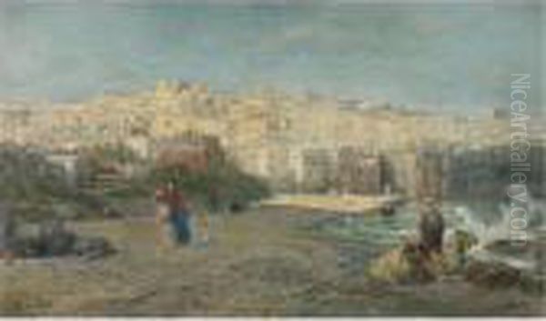 The Port Of Jaffa Oil Painting by Pierre-Henri-Theodore Tetar van Elven