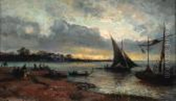 View Of The Rivernile Oil Painting by Pierre-Henri-Theodore Tetar van Elven