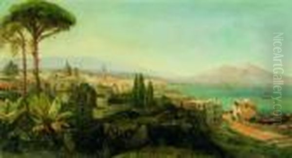 Il Golfodi Napoli Oil Painting by Pierre-Henri-Theodore Tetar van Elven