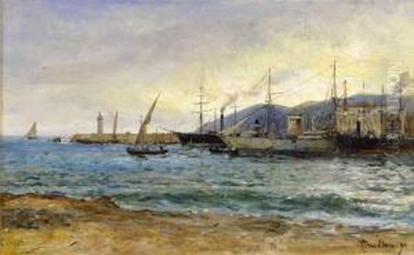 Le Port De Cannes Oil Painting by Pierre-Henri-Theodore Tetar van Elven