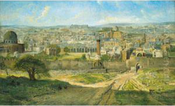 Jerusalem Oil Painting by Pierre-Henri-Theodore Tetar van Elven