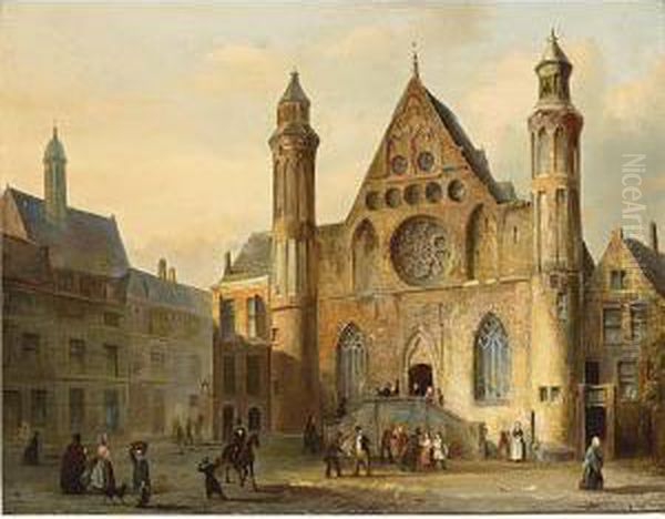 A View Of The 'ridderzaal Oil Painting by Pierre-Henri-Theodore Tetar van Elven