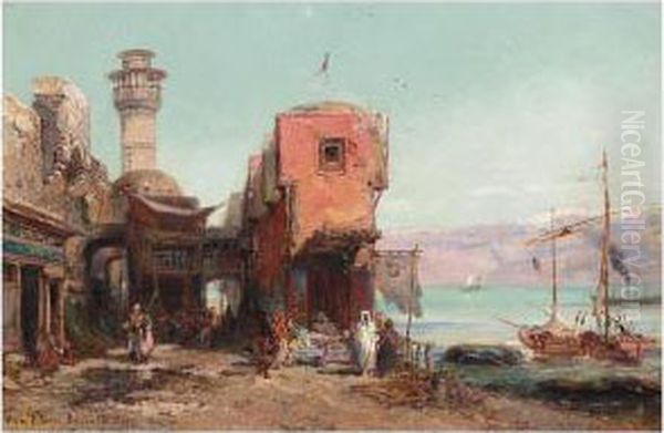 A Street Scene, Beirut Oil Painting by Pierre-Henri-Theodore Tetar van Elven