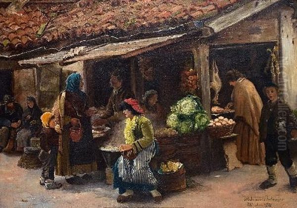 Auf Dem Markt Oil Painting by Wlodzimierz Tetmajer