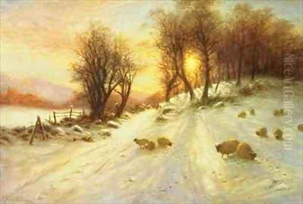 Sheep in Winter Snow Oil Painting by Joseph Farquharson