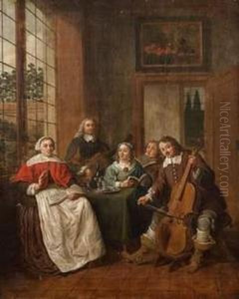 La Famille De David Teniers Dans Un Interieur Oil Painting by Josef Horemans Younger The Jan