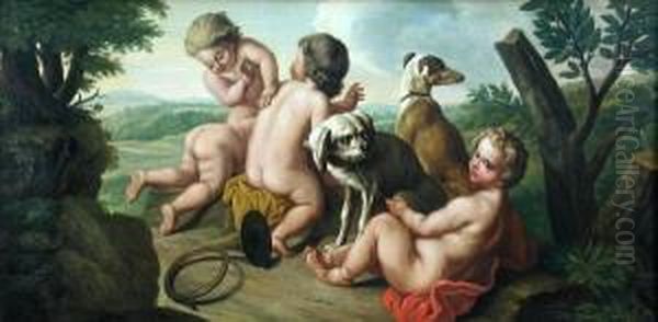 Putti Playing Oil Painting by Josef Horemans Younger The Jan