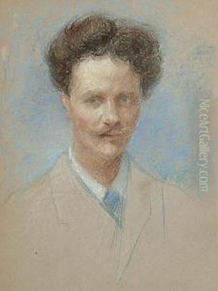 A Portrait Thought To Be Of August Strindberg Oil Painting by Robert Thegerstrom