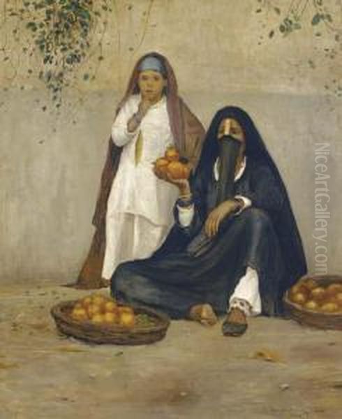 The Orange Sellers, Cairo Oil Painting by Robert Thegerstrom